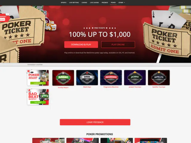 BetOnline Poker homepage