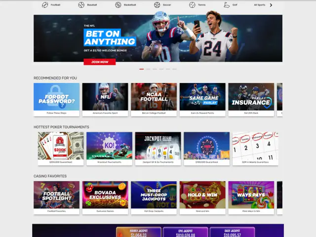 Bovada homepage