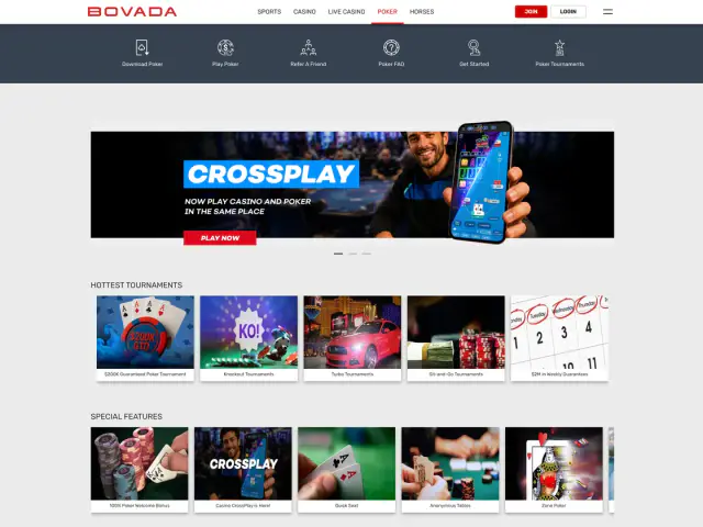 Bovada Poker homepage